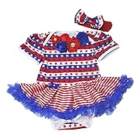 Petitebella 4th July Vintage Rose Striped Stars Bodysuit Romper Tutu Girl Clothing Nb-18m