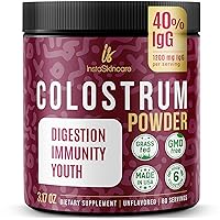 Bovine Colostrum Powder - Grass-Fed Gut Health Bloating Immunity Support Skin Hair - 40% IgG Highly Concentrated Pure Bovine Colostrum for Humans - Made in USA 3.17(OZ)