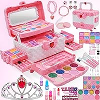 Kids Makeup Kit for Girl - 63 PCS Washable Non Toxic Kid Make Up Toys, Children Princess Toddlers Little Girls Play Makeup Set, Christmas Birthday Gifts Toy for 4 5 6 7 8 9 10 Year Old Girls