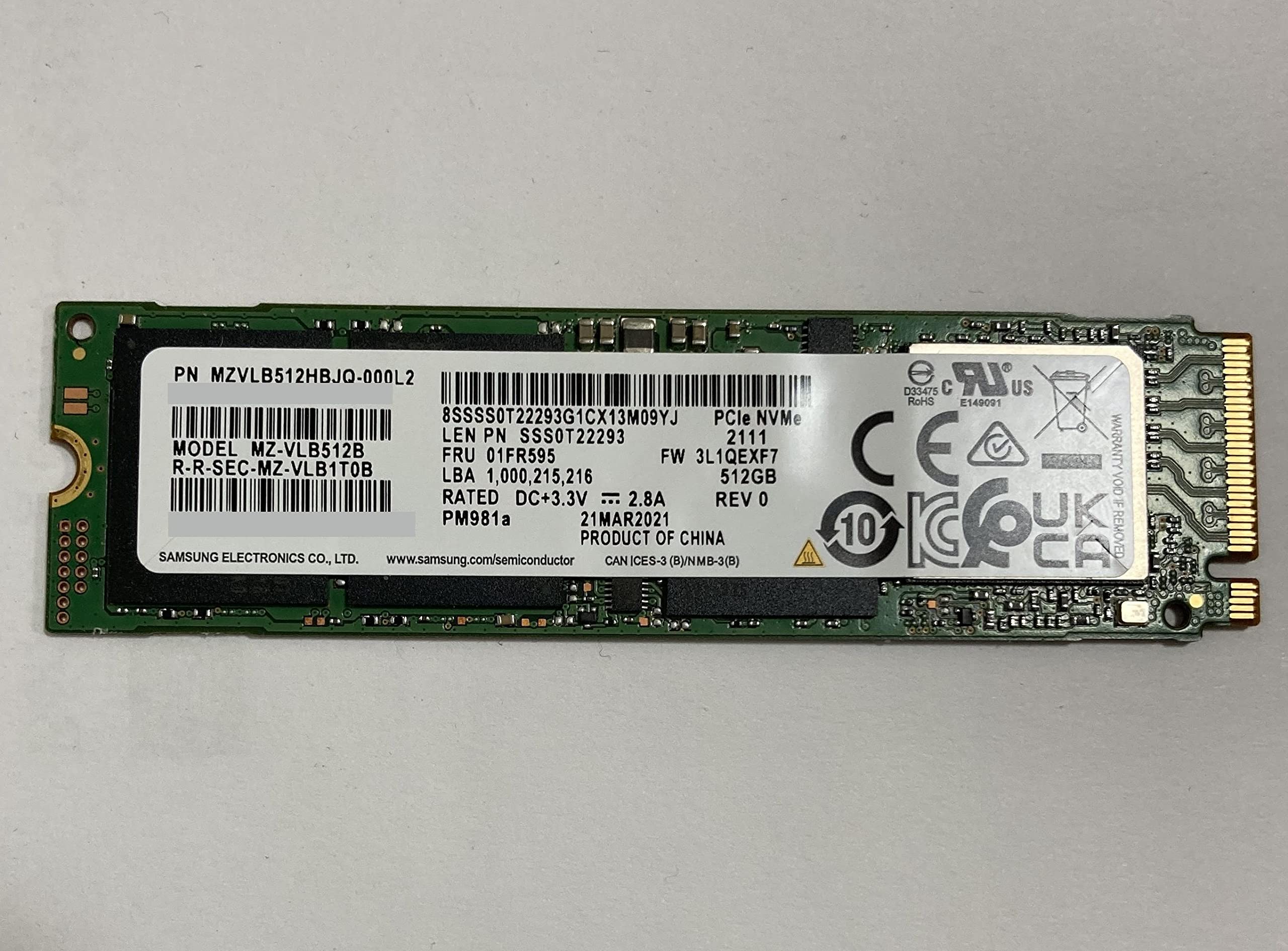 MZVLB512HBJQ-000D7 Samsung 512GB PM981a SED Encryption M2 M.2 2280 PCIe SSD (New with Warranty), MZ-VLB512C 0WD87X WD87X, PM981 Phoenix Controller, Compatible with Dell HP Acer Asus Lenovo