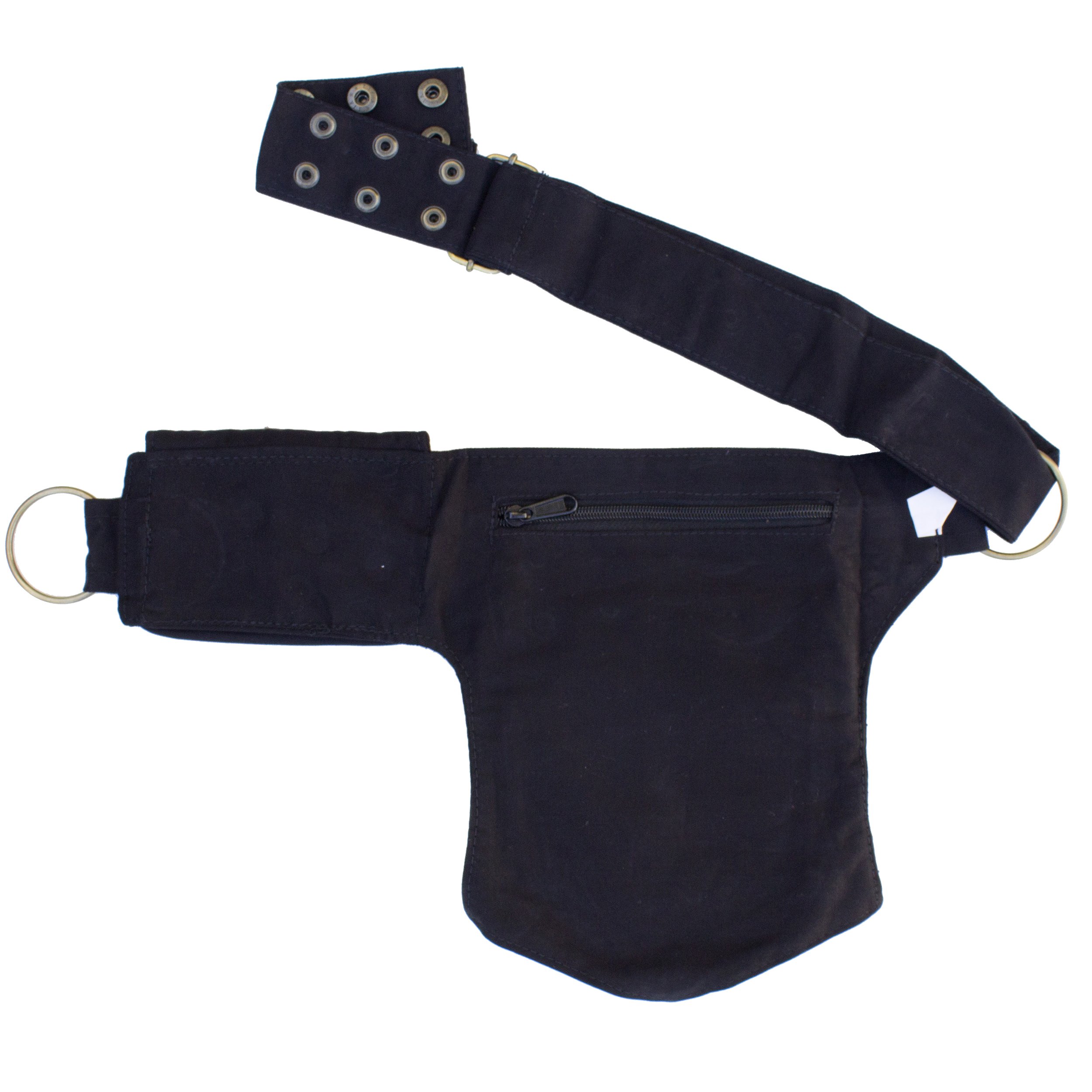 Cotton Practical Fannypack Waistbag Travel Utility Belt-Black