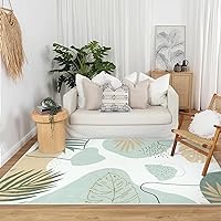 Seavish Boho Rugs for Living Room 4x6 Green Area Rugs for Bedroom Soft Botanical Print Indoor Carpet Rug for Nursery Room Modern Abstract Neutral Area Rugs for Dining Room Department Dorm Office