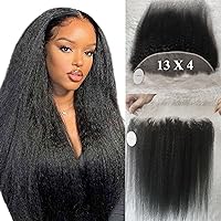 Soft Brazilian Hair Pieces 13X4 Kinky Straight Full Lace Frontals With Baby Hair 10 Inch 1B Natural Color Pre Plucked Lace Frontal Closure Human Hair Productions