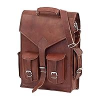 18 inch Brown Premium Leather Laptop Backpack Work Stylish and Practical 2-in-1 Design Handmade Sling Backpack for Men's & Women's Travel Rucksack