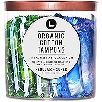 L. Organic Cotton Regular and Super Absorbency Compact Tampons Multipack 30 Count
