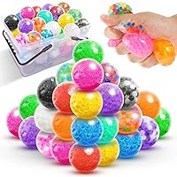 KLT 50Pack Stress Balls Fidget Toys: Bulk Squishy Stress Toys, Squeeze Ball for Anxiety-Relief, Fidget Ball, Birthday Party Favors, Goodie Bag Stuffers(1.8