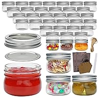 40 Pack Mason Jars, 4 oz Food Storage Jars with Split-Type Metal lids, Glass Canning Jars for Jams, Overnight Oats, Candies, Honeys, Snacks,DIY Projects,Wedding/Party/Shower Favors