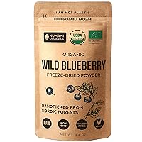 Wild Blueberry Powder Organic, for Smoothies, Baking and Flavoring, Rich in Antioxydants and Vitamin C, Organic Blueberries are Handpicked from Nordic Forests for Freeze Dried Blueberry Powder