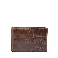 Fossil Men's Leather Slim Minimalist Money Clip Bifold Front Pocket Wallet for Men