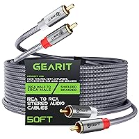 GearIT RCA Cable (50FT) 2RCA Male to 2RCA Male Stereo Audio Cables Shielded Braided RCA Stereo Cable for Home Theater, HDTV, Amplifiers, Hi-Fi Systems, Car Audio, Speakers, 50 Feet