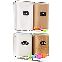Chef's Path Extra Large Food Storage Containers with Lids Airtight 4 Pack - Mixed Colors (5.2L|175Oz|) for Flour, Sugar, Rice & Baking Supply - Kitchen & Pantry Bulk Food Storage