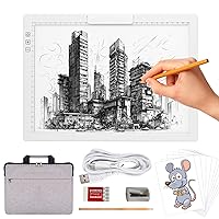 Rechargeable A4 Light Pad with Bag, Innovative Stand and Top Clip, Elice Wireless Bright Light Tracing Board Portable Artcraft Tracer Box for Drawing, Cricut Weeding Vinyl, Diamond Painting (White)