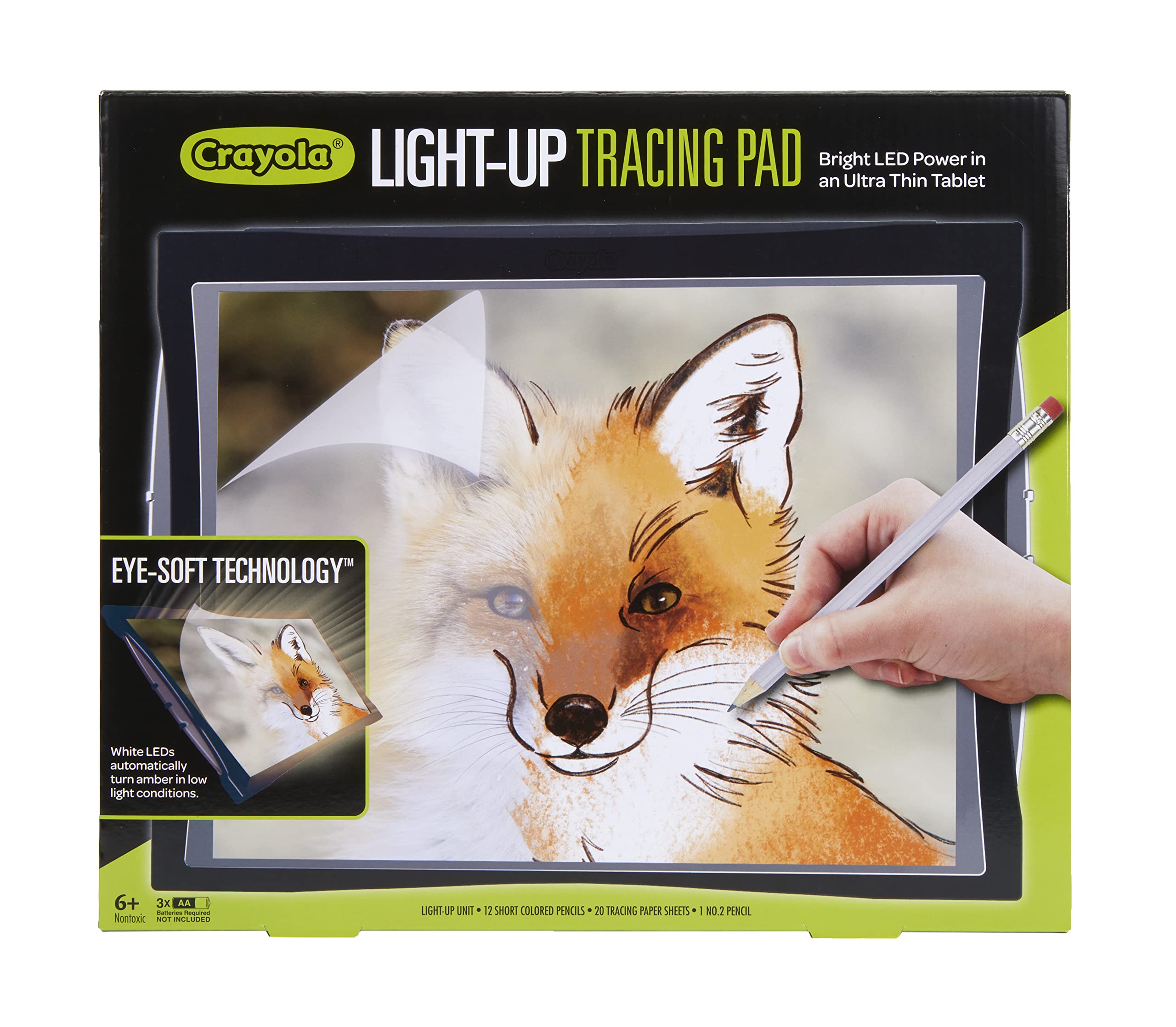 Crayola Light Up Tracing Pad with Night Mode and Colored Pencil Set, Gift, Ages 6, 7, 8, 9, 10