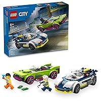 LEGO City Police Car and Muscle Car Chase, Emergency Vehicle Toy for Boys and Girls, Fun Gift for Kids Ages 6+ who Love Pretend Play Toys, Police Car Toy with Officer and Crook Minifigures, 60415