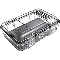 Pelican M50 Micro Case - Waterproof Case (Dry Box, Field Box) for iPhone, GoPro, Camera, Camping, Fishing, Hiking, Kayak, Beach and more (Black/Clear)