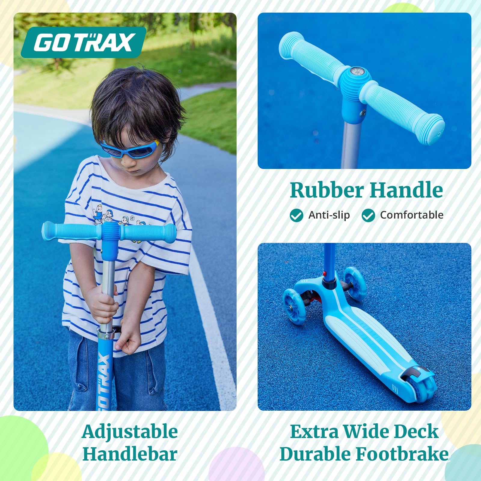 Gotrax KS1/KS3 Kids Kick Scooter, LED Lighted Wheels and 3Adjustable Height Handlebars, Lean-to-Steer & Widen Anti-Slip Deck, 3 Wheel Scooter for Boys & Girls Ages 2-8 and up to 100 Lbs