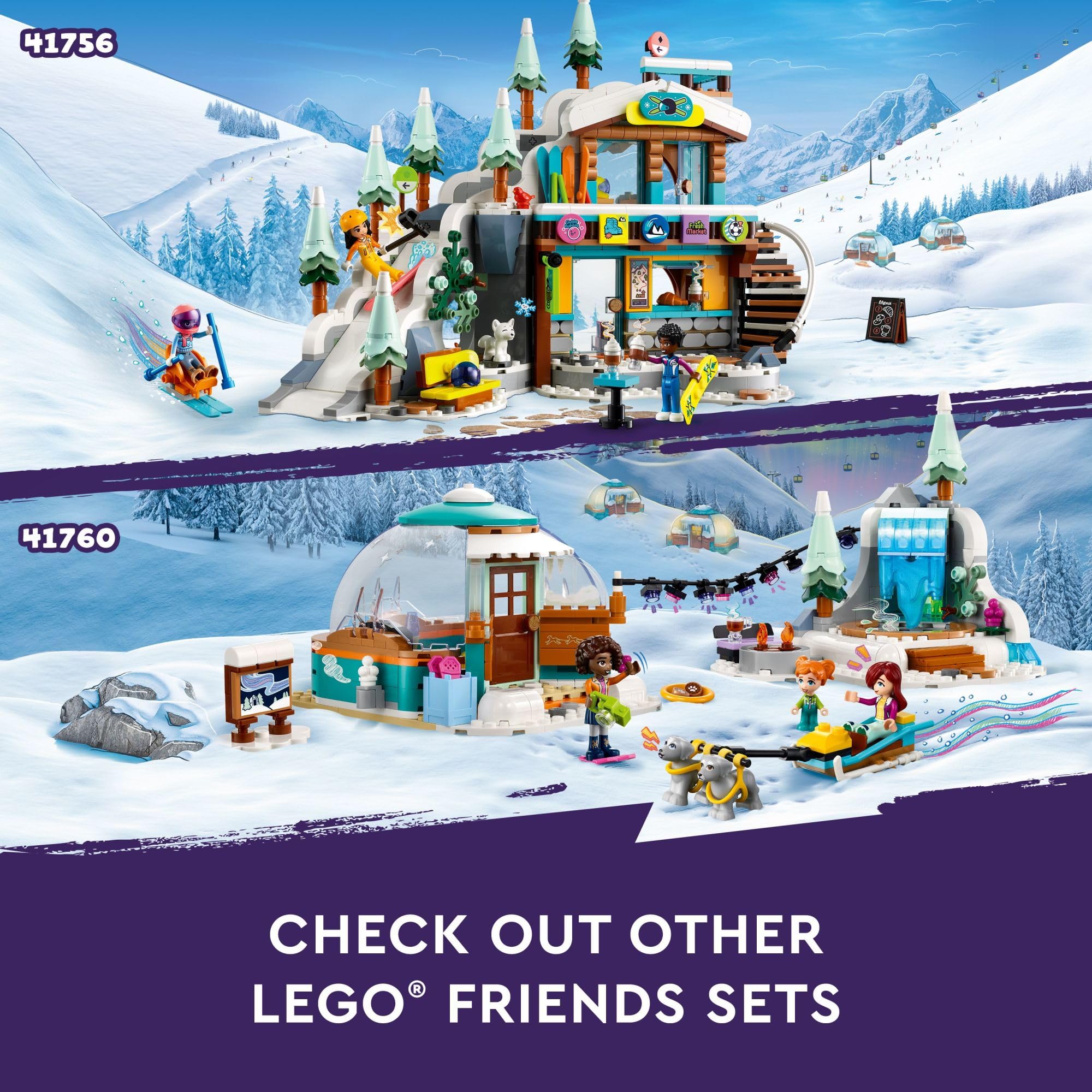 LEGO Friends Igloo Holiday Adventure 41760 Building Toy Set for Ages 8+, with 3 Dolls, 2 Dog Characters, A Winter Themed Gift for Kids 8-10 Who Love Snowy Adventures, Dog Sledding and Pretend Play