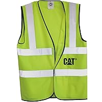 CAT0195012X Highly Visible Safety Vest – Fluorescent, XX-Large, Breathable, Lightweight Traffic Vest with Reflective Tape