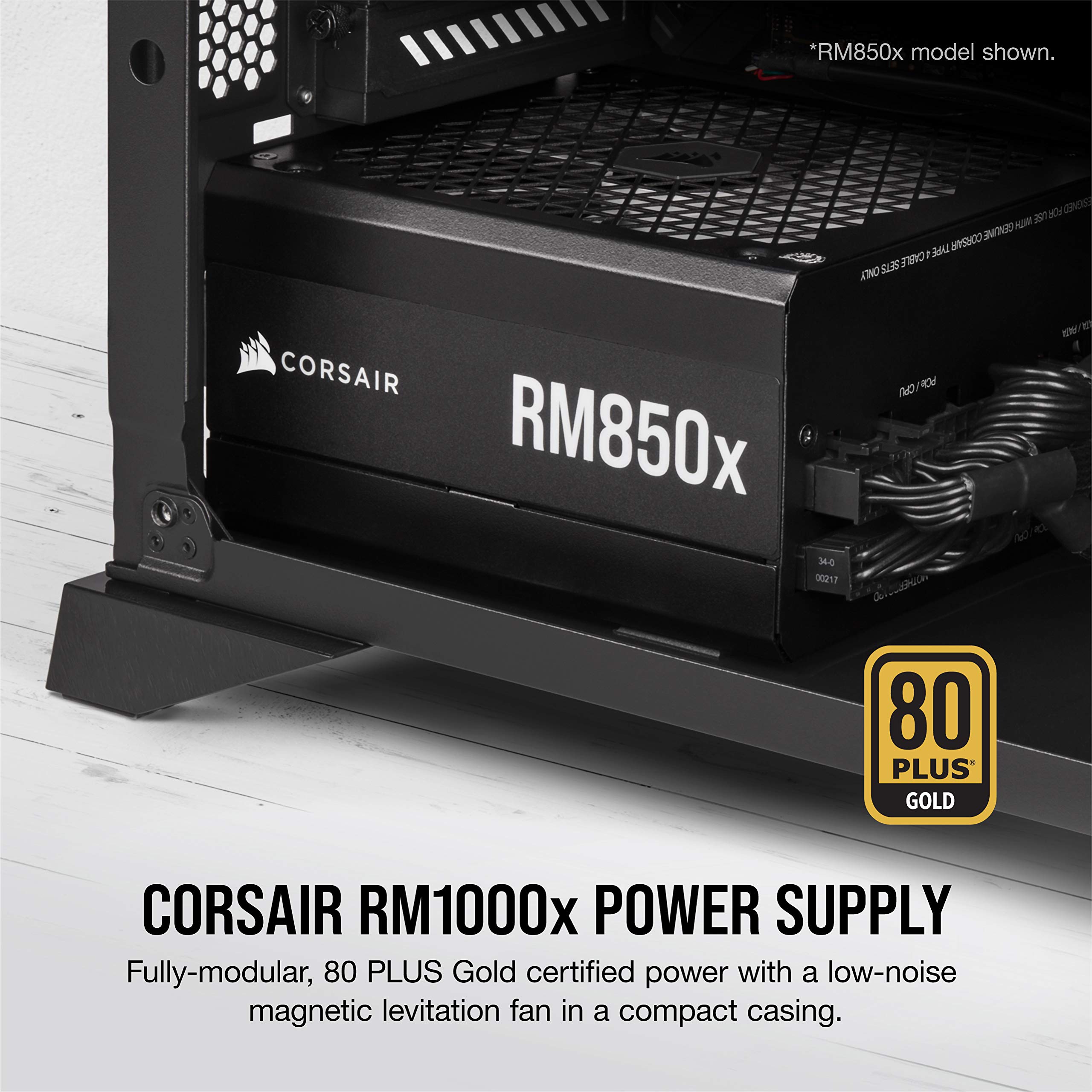 Corsair RM1000x (2021) Fully Modular ATX Power Supply - 80 PLUS Gold - Low-Noise Fan - Zero RPM - Black