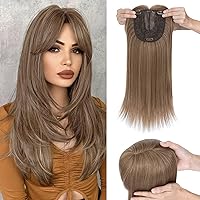 Hairro Hair Toppers with Bangs for Women Adding Hair Volume Length Invisible Clips In Hair Pieces Synthetic Wiglets For Ladies with Thinning Hair Natural Daily Use