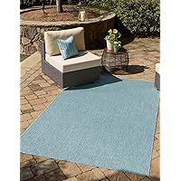 Unique Loom Collection Casual Transitional Solid Heathered Indoor/Outdoor Flatweave Area Rug (2' x 3' 1