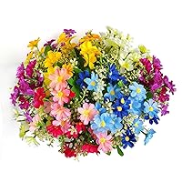Daisies Artificial Flowers Lifelike Fake Daisy White, Pink, Purple, Yellow, Blue Flower Decorations for Home Garden Wedding Bouquet 5 Bunches