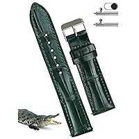 18mm Green Alligator Belly Leather Watch Band Crocodile Strap Men Quick Release Premium Replacement Wristwatch Band Tag Buckle Handmade Vietnamese DH-08-18MM