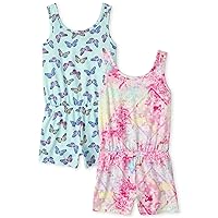 The Children's Place girls The Children's Place Print 2-pack Rompers, Butterfly/Tie Dye-2 Pack, XX-Large US