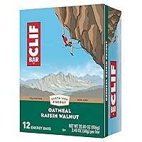 CLIF BAR - Oatmeal Raisin Walnut - Made with Organic Oats - 10g Protein - Non-GMO - Plant Based - Energy Bars - 2.4 oz. (12 Pack)