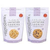 MilkBliss Soft Baked Lactation Cookies for Breastfeeding, Dark Chocolate Chip and Peanut Butter Chip, All Natural and GMO Free Lactation Boosting Ingredients! Oats, Flaxseed, Brewers Yeast. 12 Count (2 Pack Bundle)