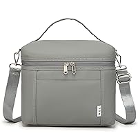 Insulated Lunch Bags for Women Cooler Bag Lightweight Nylon Waterproof Lunch Box For Work (Cool gray, Medium(normal))