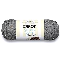 Caron Simply Soft Tweeds Yarn (4) Medium Gauge 100% Acrylic - 5oz - Gray - Machine Wash & Dry