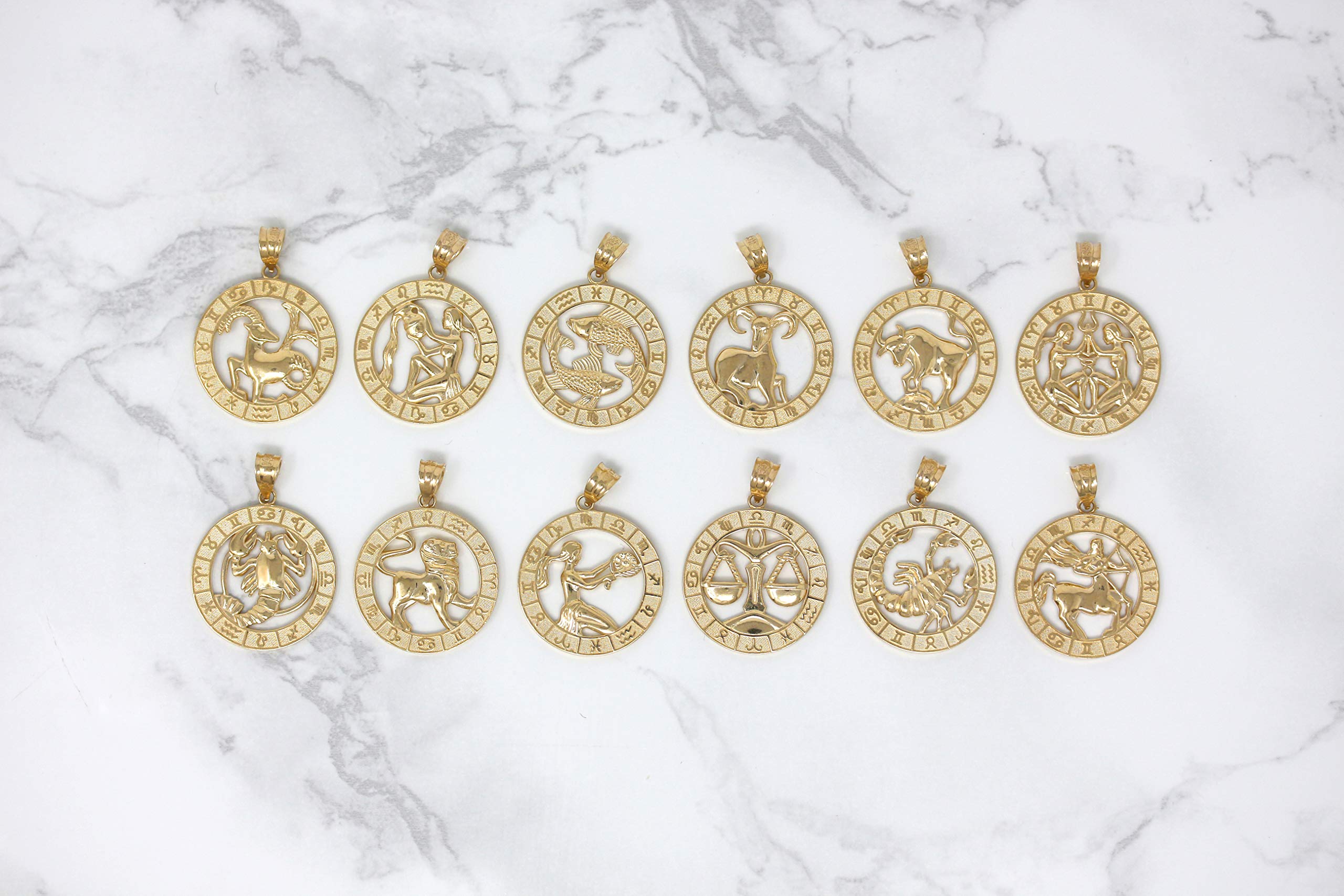14k Yellow Gold Zodiac Pendant Necklace