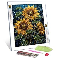 Garden Flowers Diamond Painting DIY 5D, Numbering Kit,Yellow Sunflowers Artwork /Pictures Tropical Boho Floral Wall Art Crystal Rhinestone Embroidery Painting Home Decor Adults Gift(12''Wx 16''H)