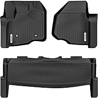 OEDRO Floor Mats Compatible with 2012-2016 Ford F-250/F-350/F-450 SuperCrew/Crew Cab, Custom Fit Front & 2nd Seat 2 Row Liner Set - Black TPE All-Weather Guard