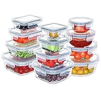 Glass Food Storage Containers Set, 24 Pieces Glass Meal Prep Containers with Lids, Airtight & Leakproof, Microwave, Oven, Freezer and Dishwasher Friendly