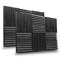 Pyle 12 Pack Acoustic Foam Panels, Audio Acoustic Sound Dampening, Soundproofing Noise Cancelling Wedge Panels, Pads for Studio, Recording Room, Vocal Booth Wall Foam Panel Kit - PSI1612.5