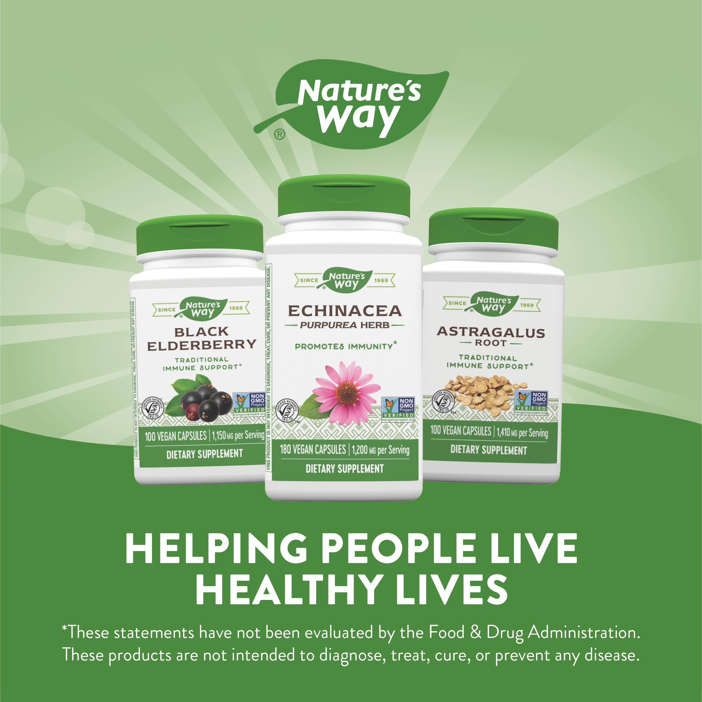 Nature's Way Echinacea Purpurea Herb, 1,200 mg per serving, 180 VCaps