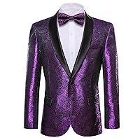 YOHOWA Men's Paisley Suit Blazer Flower Button Slim Fit Lightweight Blazer Jacket Casual Formal