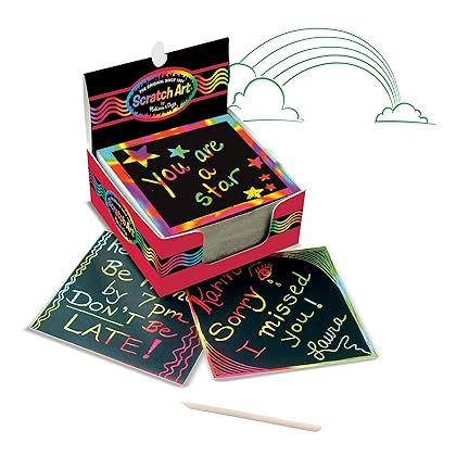 Melissa & Doug Scratch Art Rainbow Mini Notes (125) With Wooden Stylus - Color Scratch Art Mini Notes, Party Favors, Stocking Stuffers, Arts And Crafts For Kids