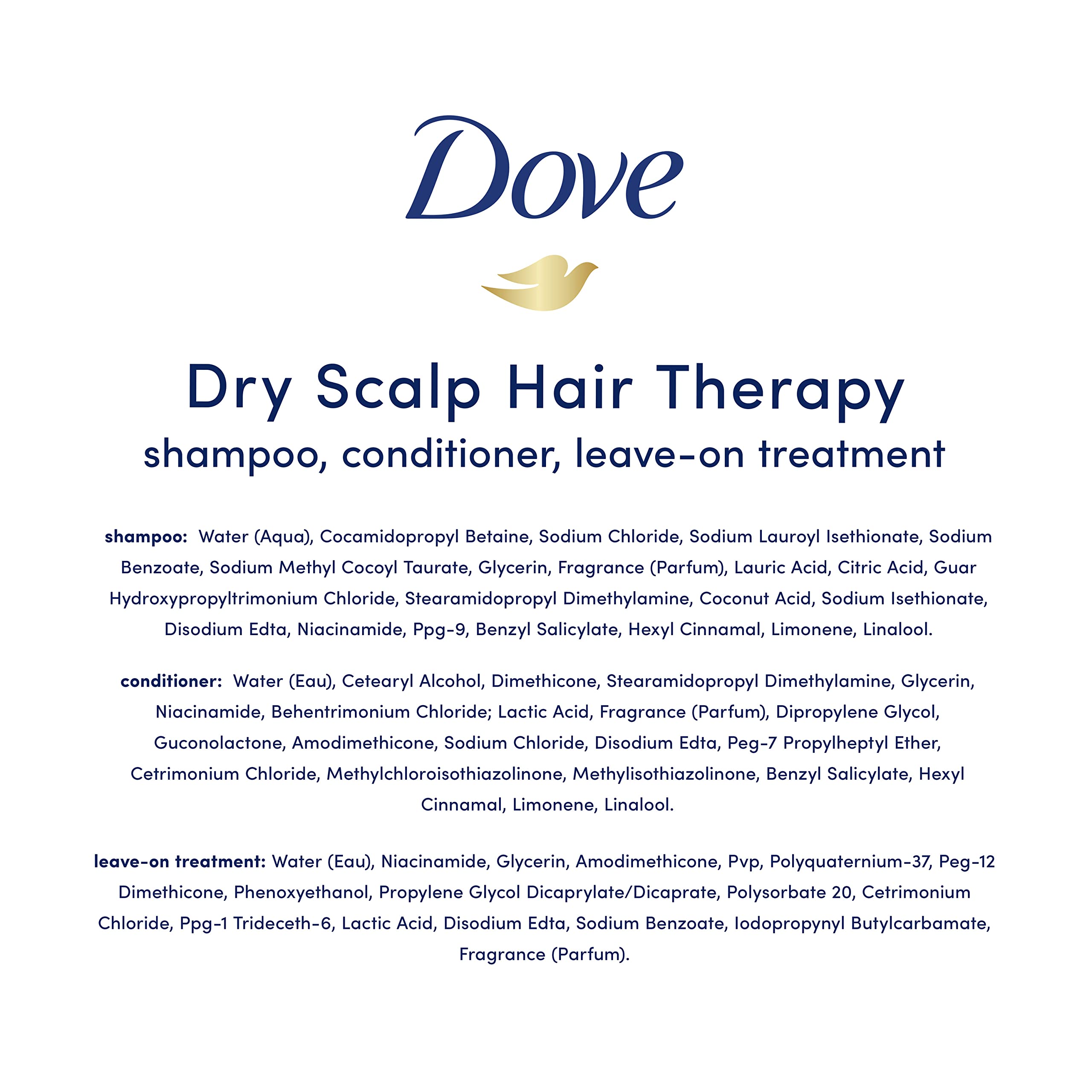 Dove Hair Therapy Regimen Hair Set Shampoo, Conditioner and Leave-On Scalp Treatment for Dry Scalp with Vitamin B3