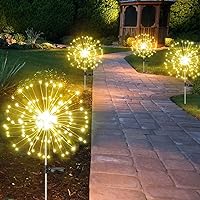 4-Pack Solar Outdoor Lights for Garden Decorations, 360 LED Solar Firework Lights with 2 Lighting Modes, Solar Powered Lights Waterproof for Outside Pathway Patio Yard Walkway Decorations(Warm White)