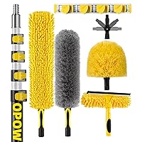 30 Foot High Ceiling Duster Kits with 7-24ft Heavy Duty Extension Pole, High Reach Duster for Cleaning,Microfiber Feather Duster,Cobweb Duster,Ceiling Fan Duster,Window Squeegee & Cleaner