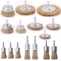 Pack of 15 Wire Brush Drill, 6.5 mm Brass Brush Drill, with Hexagonal Bar, Brass Wire Brush Set, for Polishing Grinding Rust Deburring