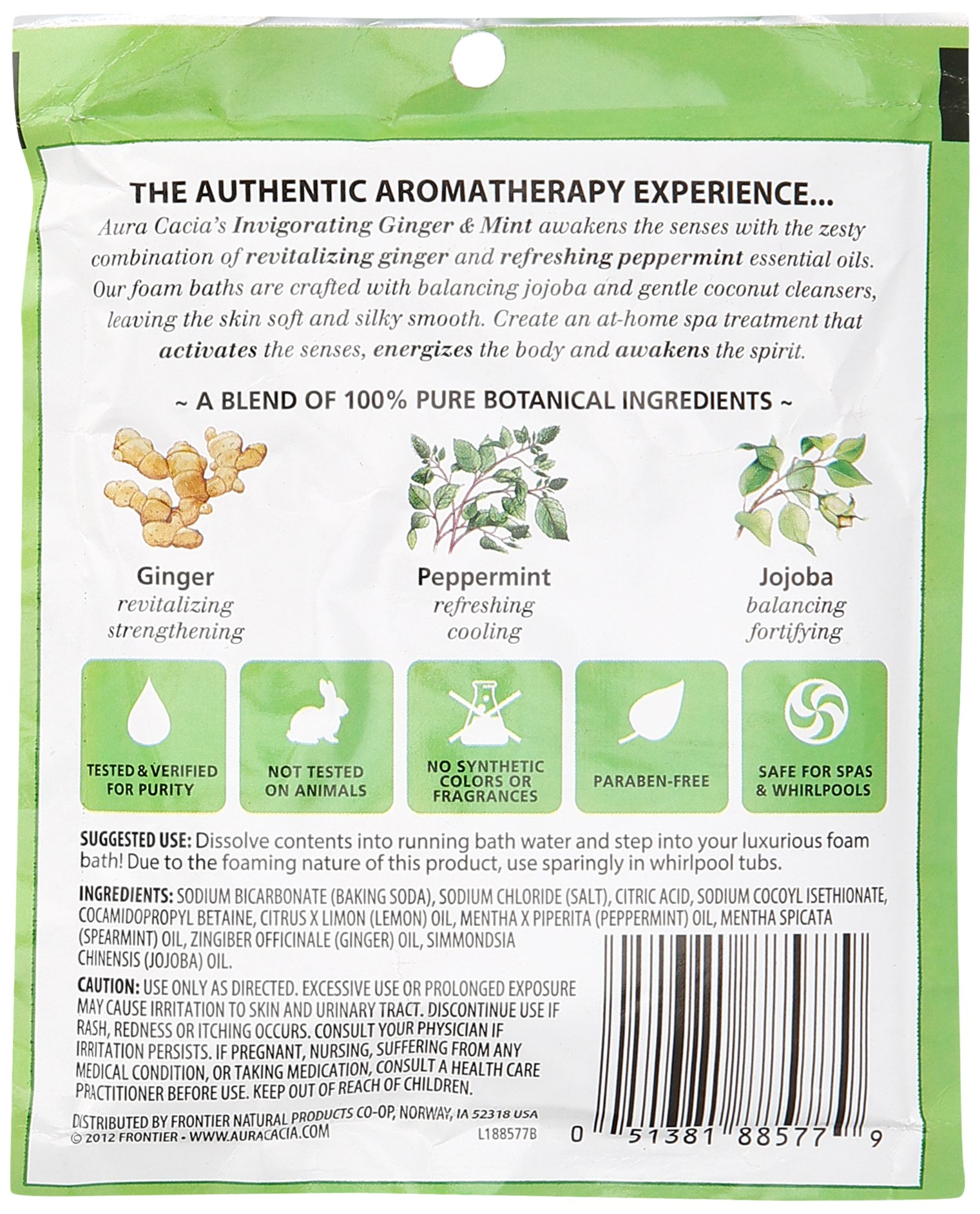 Aura Cacia Aromatherapy Foam Bath, Invigorating Ginger and Mint, 2.5 ounce packet (Pack of 3)