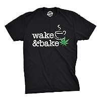 Mens Wake and Bake Tshirt Funny Morning Marijuana Legalization Tee for Guys