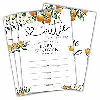 25 Baby Shower Invitations With Envelopes-A Little Cutie Is On The Way-Double-Sided Fill-In Invites For Baby Shower, Gender Reveal, Baby Announcement-Baby Shower Party Decorations & Supplies-BSI-A10