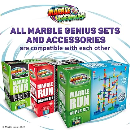 Marble Genius Marble Run - Maze Track Easter Toys for Adults, Teens, Toddlers, or Kids Aged 4-8 Years Old, 150 Complete Pieces (85 Translucent Marbulous Pieces + 65 Glass-Marble Set), Super Set