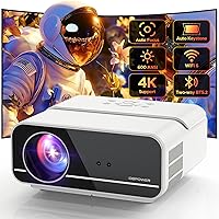 [Auto Focus/Keystone] DBPOWER Projector 4K with 5G WiFi and Two-Way Bluetooth, 600ANSI FHD Native 1080P Outdoor Movie Projector with 4P4D/PPT/Zoom, Mini Home Projector Compatible w TV Stick (White)