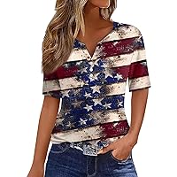 Women's T Shirts,Short Sleeve Shirts for Women Trendy V-Neck Button Workout Tops for Women Sexy Tops for Women